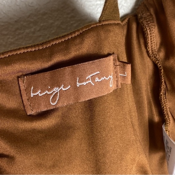 3 for $10 🛍️ BEIGE BOTANY Corset Crop Top Square Structured Brown Zipper Back - Picture 7 of 7